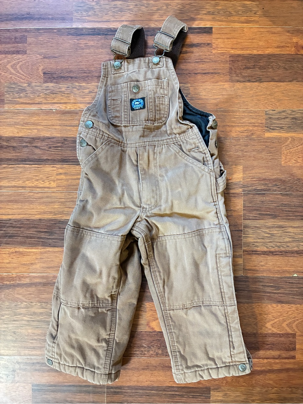Kids Polar King Insulated Brown Canvas Overalls - Durable Outdoor Bottoms